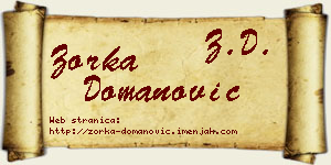 Zorka Domanović vizit kartica